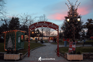Litochoro park gate with Christmas decorations
