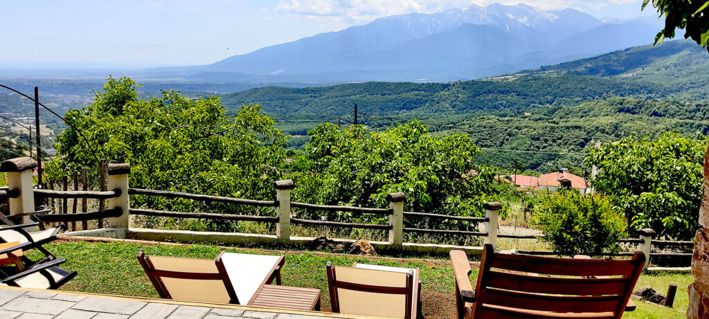 View of Elatochori, Pieria region from the top at Dimitras villas