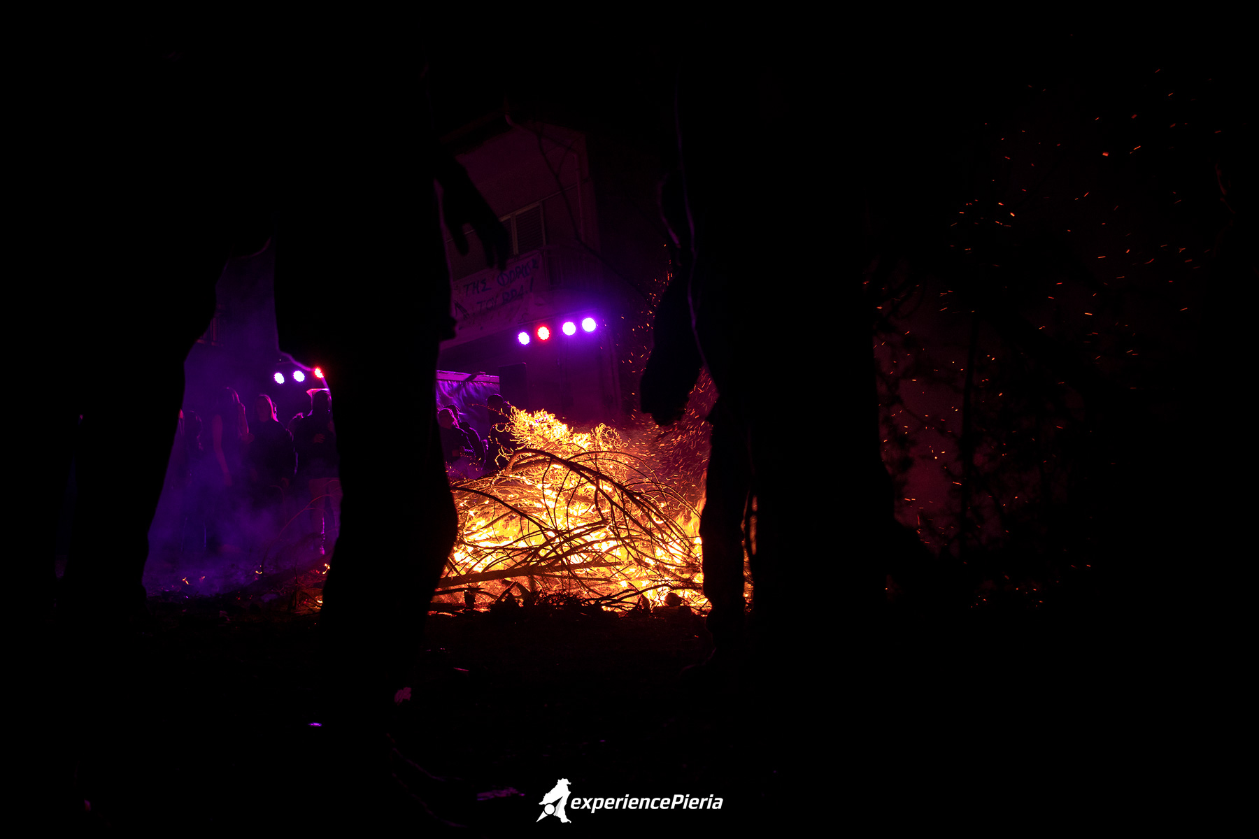 Burning cedar fire in Litochoro