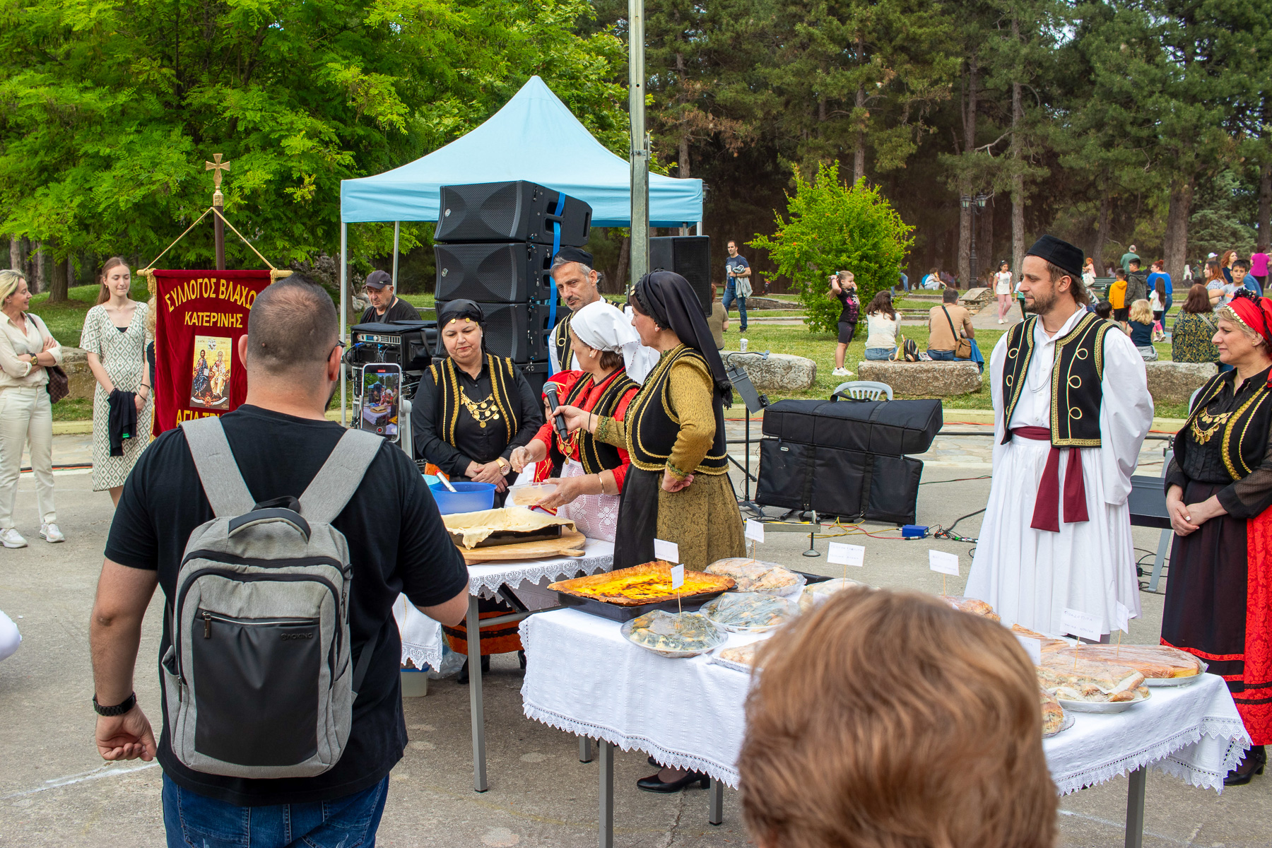 Litochoro park — food table offered by the Vlach association of Katerini