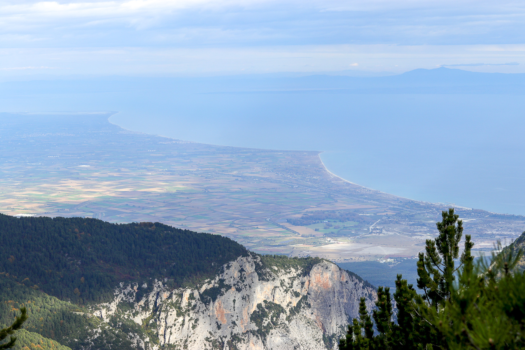 The Aegean Sea seen from Mount Olympus above Pieria, Greece