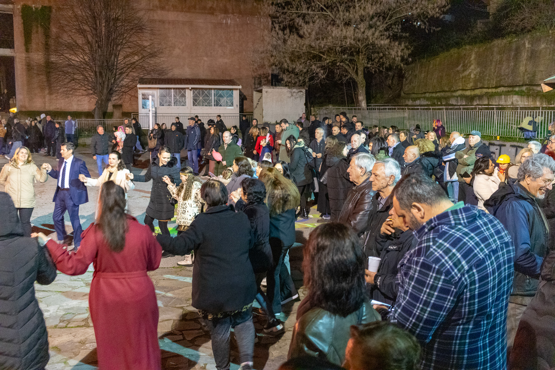 People dancing during Tsagkala Carnival ritual Skotina Pieria