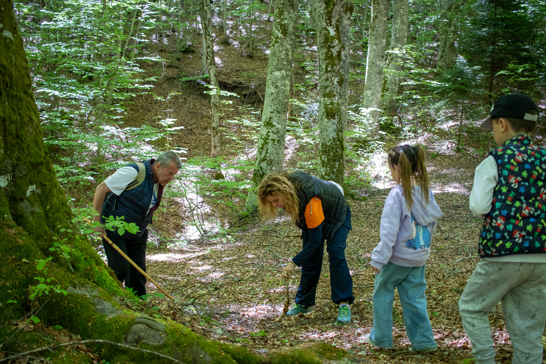 Families exploring the forests around Lake Kati during the Mushroom Festival