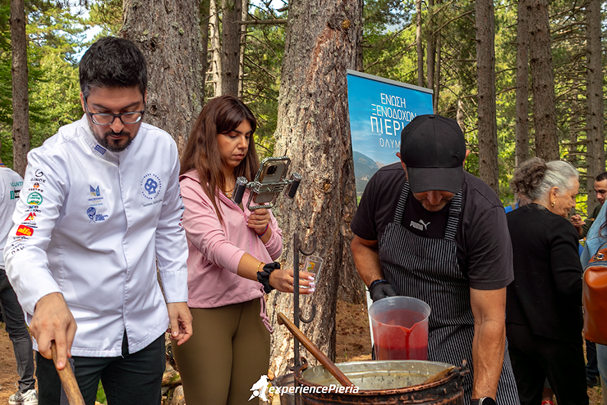 Content creator Styliani filming the Gastronomic Festival in Elatochori