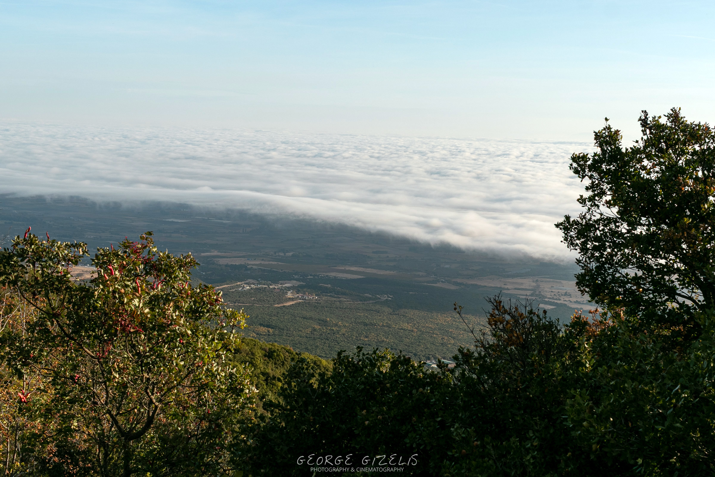 Clouds covering the lowlands below Mount Olympus on the way to Stavros Refuge