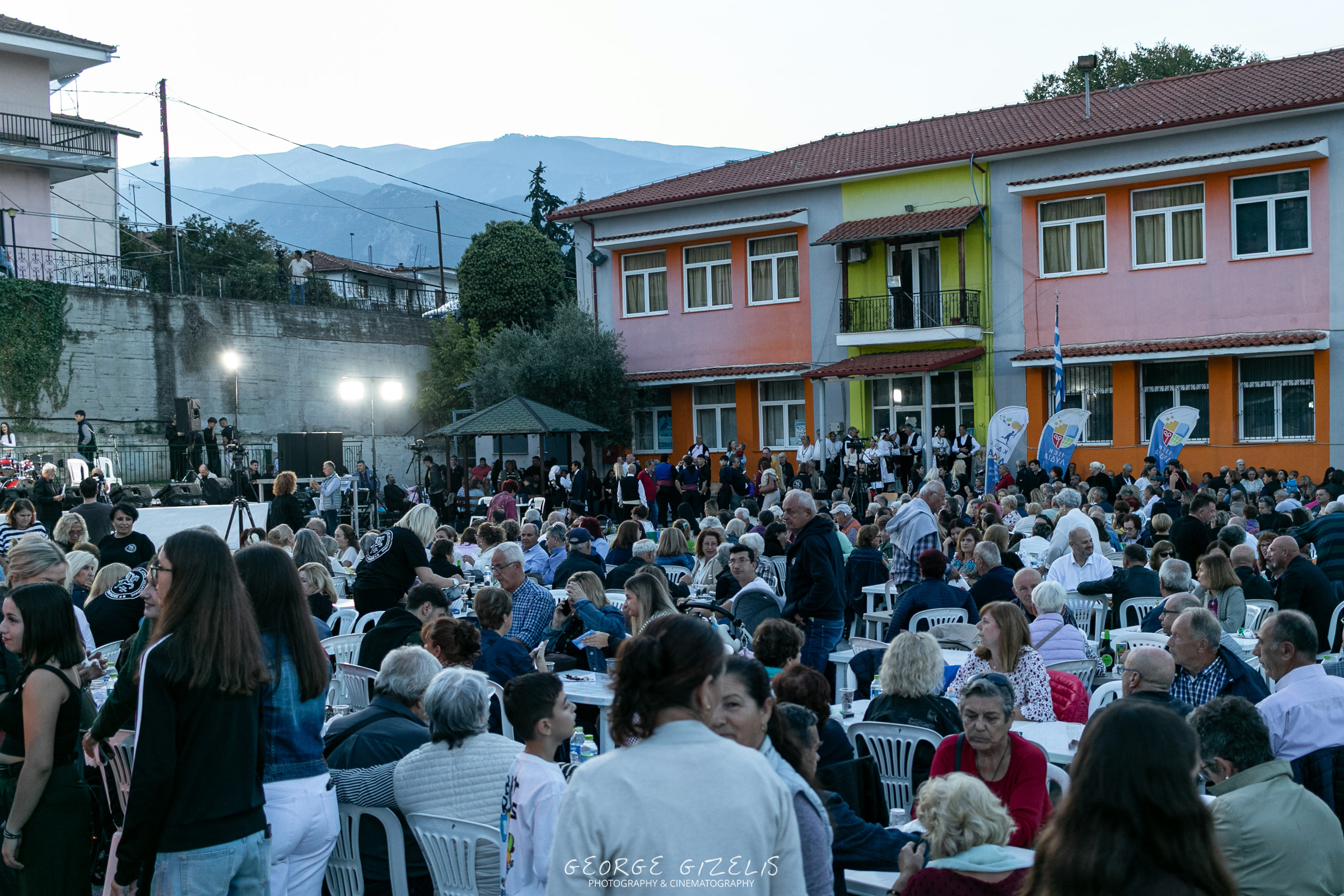 Visitors gathering at the 10th Chestnut Festival in Skotina, Pieria, Greece.