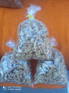 Bags of walnut kernels from the local product range of a producer in Korinos, Pieria.