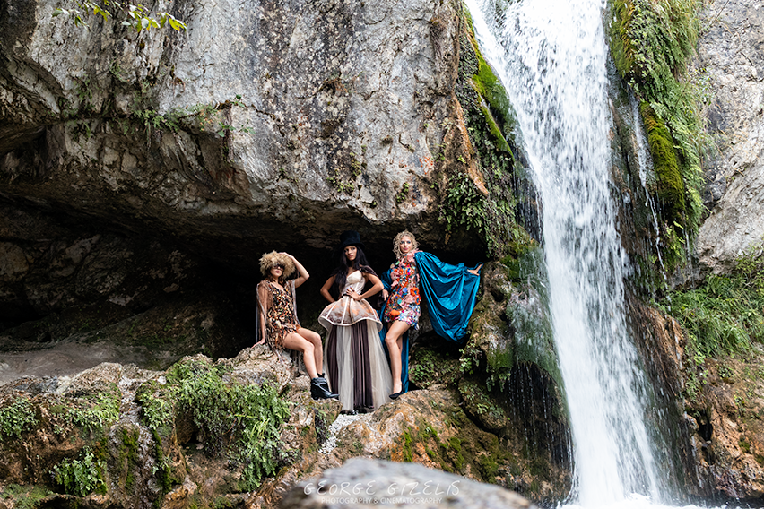 OLYMPUS TFP Festival at the Waterfall in Pieria Models during a fashion photography session at a waterfall in Pieria during the OLYMPUS TFP Festival